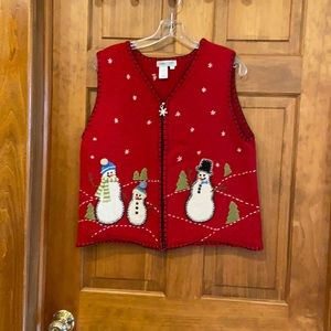 Coldwater Creek Christmas Vest Sz L